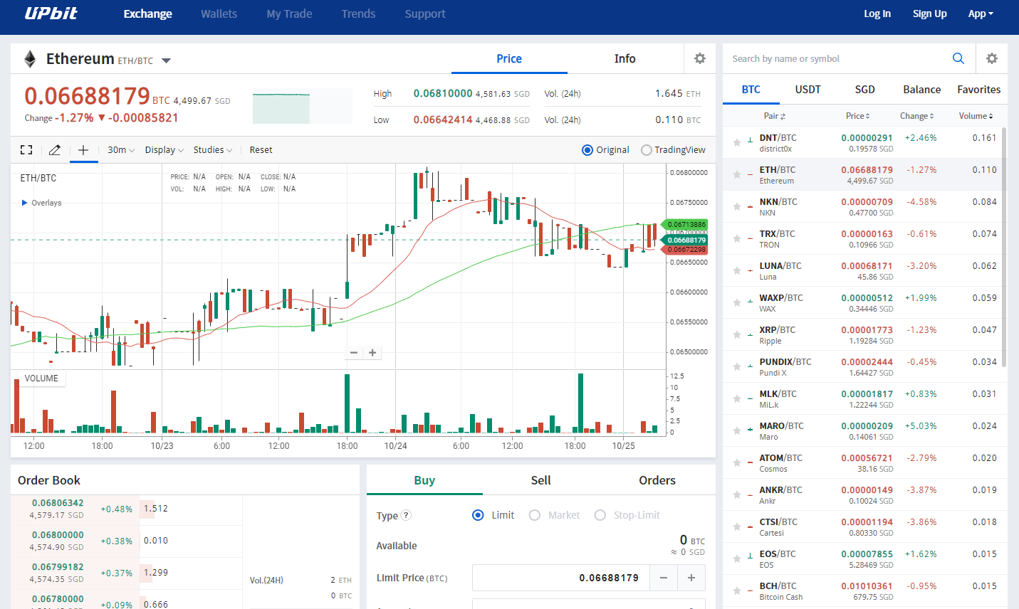 торговый терминал Upbit