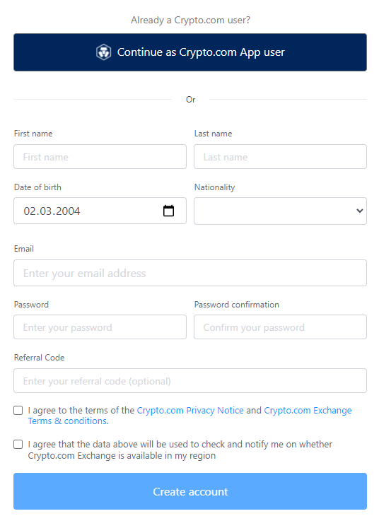 регистрация на криптовалютной бирже Crypto.com регистрация на криптовалютной бирже Crypto.com